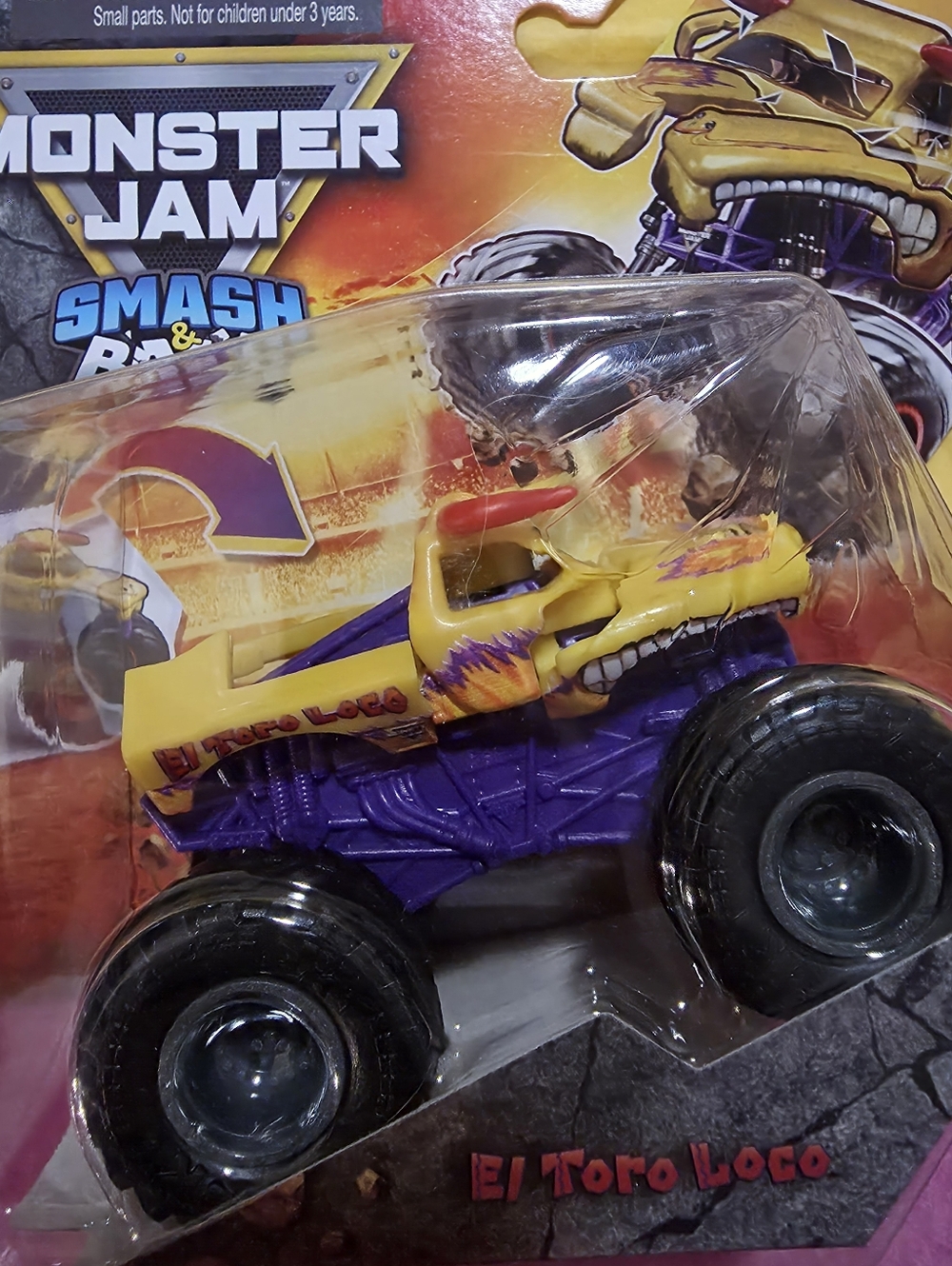 Smash & Bash Monster Jam El Toro Loco Kids Monster Truck Toy -Yellow & Purple💜